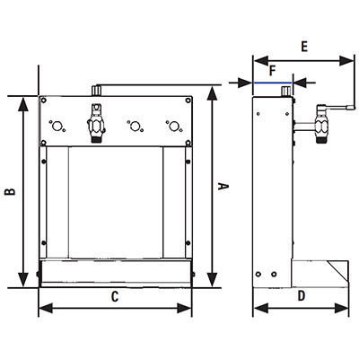 Dimensions for Oil Bar Dispenser Control Handles